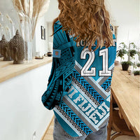 Custom Fiji Rugby Women Casual Shirt Fijian Warrior With Polynesian Tribal Tattoos