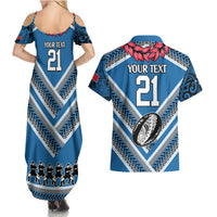Custom Manuma Samoa Rugby Couples Matching Summer Maxi Dress and Hawaiian Shirt Ula fala Samoan Siva Tau Tribal LT9 - Polynesian Pride