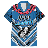 Custom Manuma Samoa Rugby Hawaiian Shirt Ula fala Samoan Siva Tau Tribal LT9 Blue - Polynesian Pride