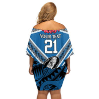 Custom Manuma Samoa Rugby Off Shoulder Short Dress Ula fala Samoan Siva Tau Tribal LT9 - Polynesian Pride