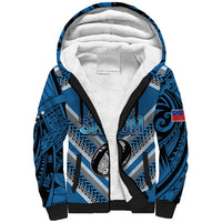 Custom Manuma Samoa Rugby Sherpa Hoodie Ula fala Samoan Siva Tau Tribal LT9 Unisex Blue - Polynesian Pride