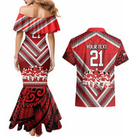 Custom Tonga Rugby Couples Matching Mermaid Dress and Hawaiian Shirt Tonga Sipi Tau Ngatu Tribal Pattern LT9 - Polynesian Pride