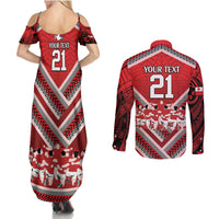 Custom Tonga Rugby Couples Matching Summer Maxi Dress and Long Sleeve Button Shirt Tonga Sipi Tau Ngatu Tribal Pattern LT9 - Polynesian Pride