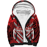 Custom Tonga Rugby Sherpa Hoodie Tonga Sipi Tau Ngatu Tribal Pattern LT9 Unisex Red - Polynesian Pride