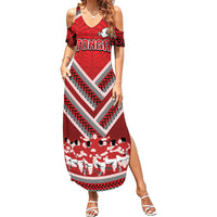 Custom Tonga Rugby Summer Maxi Dress Tonga Sipi Tau Ngatu Tribal Pattern LT9 Women Red - Polynesian Pride