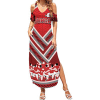 Custom Tonga Rugby Summer Maxi Dress Tonga Sipi Tau Ngatu Tribal Pattern LT9 Women Red - Polynesian Pride