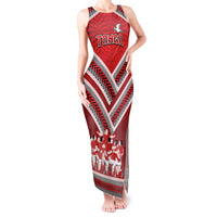 Custom Tonga Rugby Tank Maxi Dress Tonga Sipi Tau Ngatu Tribal Pattern LT9 Women Red - Polynesian Pride