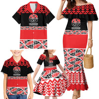 New Zealand Rugby Pacific Custom Family Matching Mermaid Dress and Hawaiian Shirt Whatumoana Maori Kowhaiwhai Pattern