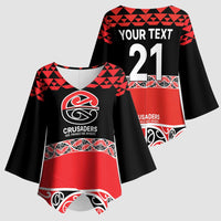 New Zealand Rugby Pacific Custom Kimono Sleeve Blouse Whatumoana Maori Kowhaiwhai Pattern - Polynesian Pride