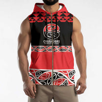 New Zealand Rugby Pacific Custom Sleeveless Zip Hoodie Whatumoana Maori Kowhaiwhai Pattern LT9 - Polynesian Pride