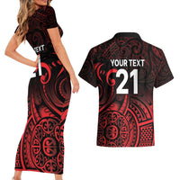 New Zealand Rugby Pacific Custom Couples Matching Short Sleeve Bodycon Dress and Hawaiian Shirt Whatumoana Maori Tribal Tattoo