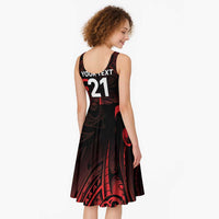 New Zealand Rugby Pacific Custom Midi Dress Whatumoana Maori Tribal Tattoo - Polynesian Pride