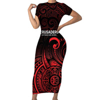 New Zealand Rugby Pacific Custom Short Sleeve Bodycon Dress Whatumoana Maori Tribal Tattoo