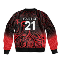 New Zealand Rugby Pacific Custom Sleeve Zip Bomber Jacket Whatumoana Maori Tribal Tattoo