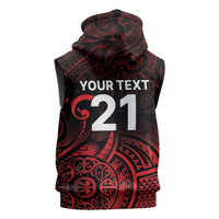 New Zealand Rugby Pacific Custom Sleeveless Zip Hoodie Whatumoana Maori Tribal Tattoo - Polynesian Pride