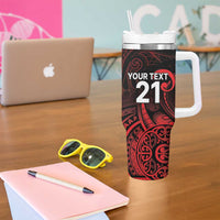 New Zealand Rugby Pacific Custom Tumbler With Handle Whatumoana Maori Tribal Tattoo