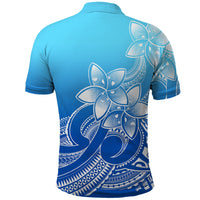 Polynesian Pride Plumeria Flowers Polo Shirt Polynesian Tribal Gradient Blue LT9 - Polynesian Pride