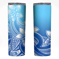 Polynesian Tribal Plumeria Flowers Skinny Tumbler Gradient Blue Vibe LT9 Gradient Blue - Polynesian Pride