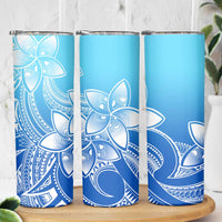 Polynesian Tribal Plumeria Flowers Skinny Tumbler Gradient Blue Vibe LT9 - Polynesian Pride