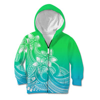 Polynesian Pride Plumeria Flowers Kid Hoodie Polynesian Tribal Gradient Green LT9 Zip Hoodie Green - Polynesian Pride