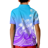 Polynesian Pride Plumeria Flowers Kid Polo Shirt Polynesian Tribal Gradient Purple LT9 - Polynesian Pride