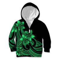 Polynesian Pride Plumeria Flowers Kid Hoodie Polynesian Tribal Green Vibe LT9 Zip Hoodie Green - Polynesian Pride