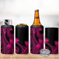 Polynesian Tribal Plumeria Flowers 4 in 1 Can Cooler Tumbler Pink Vibe