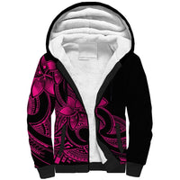 Polynesian Pride Plumeria Flowers Sherpa Hoodie Polynesian Tribal Pink Vibe LT9 Unisex Pink - Polynesian Pride