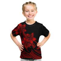Polynesian Pride Plumeria Flowers Kid T Shirt Polynesian Tribal Red Vibe LT9 Red - Polynesian Pride