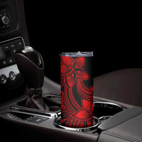 Polynesian Tribal Plumeria Flowers Skinny Tumbler Red Vibe LT9 - Polynesian Pride