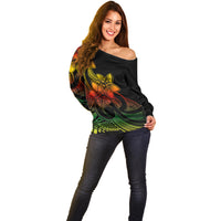 Polynesian Pride Plumeria Flowers Off Shoulder Sweater Polynesian Tribal Reggae Vibe LT9 - Polynesian Pride
