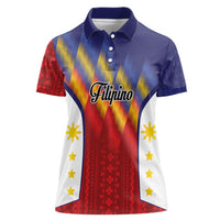 Personalized Philippines Eight Rays Sun Women Polo Shirt Traditional Filipino Igorot Pattern Motif