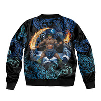 Samoa Siva Afi Bomber Jacket Fireknife Fire Dance Pacific Tribal Motif