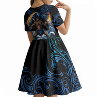 Samoa Siva Afi Kid Short Sleeve Dress Fireknife Fire Dance Pacific Tribal Motif