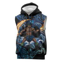 Samoa Siva Afi Sleeveless Zip Hoodie Fireknife Fire Dance Pacific Tribal Motif