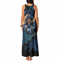 Samoa Siva Afi Tank Maxi Dress Fireknife Fire Dance Pacific Tribal Motif