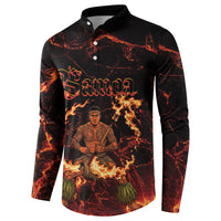 Samoa Siva Afi Dance Fireknife Button Sweatshirt Polynesian Heritage Fire Dance