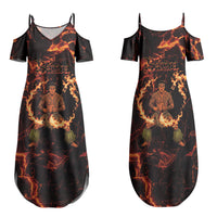 Samoa Siva Afi Dance Fireknife Family Matching Summer Maxi Dress and Hawaiian Shirt Polynesian Heritage Fire Dance
