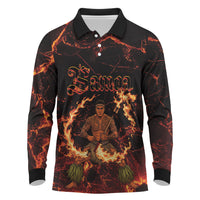 Samoa Siva Afi Dance Fireknife Long Sleeve Polo Shirt Polynesian Heritage Fire Dance