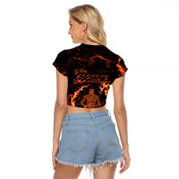 Samoa Siva Afi Dance Fireknife Raglan Cropped T Shirt Polynesian Heritage Fire Dance