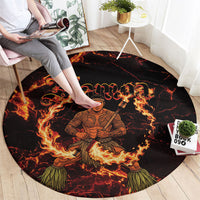 Samoa Siva Afi Dance Fireknife Round Carpet Polynesian Heritage Fire Dance