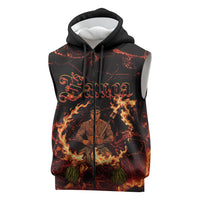 Samoa Siva Afi Dance Fireknife Sleeveless Zip Hoodie Polynesian Heritage Fire Dance