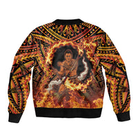 Samoa Siva Afi Dance Fireknife Bomber Jacket Samoan Tribal Motif Dancing in the Fire