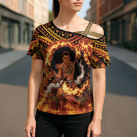 Samoa Siva Afi Dance Fireknife Cross Shoulder Shirt Samoan Tribal Motif Dancing in the Fire LT9 - Polynesian Pride