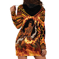 Samoa Siva Afi Dance Fireknife Hoodie Dress Samoan Tribal Motif Dancing in the Fire