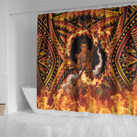 Samoa Siva Afi Dance Fireknife Shower Curtain Samoan Tribal Motif Dancing in the Fire