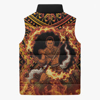 Samoa Siva Afi Dance Fireknife Sleeveless Puffer Jacket Samoan Tribal Motif Dancing in the Fire