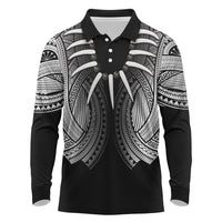 Samoan Ula Nifo Afi Tribal Long Sleeve Polo Shirt Polynesian Pattern