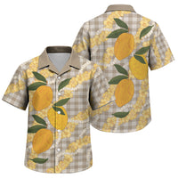 Maku'e Hawaiian Mango Palaka Family Matching Off Shoulder Maxi Dress and Hawaiian Shirt Aloha Hibiscus Pikake Lei