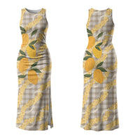 Maku'e Hawaiian Mango Palaka Family Matching Tank Maxi Dress and Hawaiian Shirt Aloha Hibiscus Pikake Lei